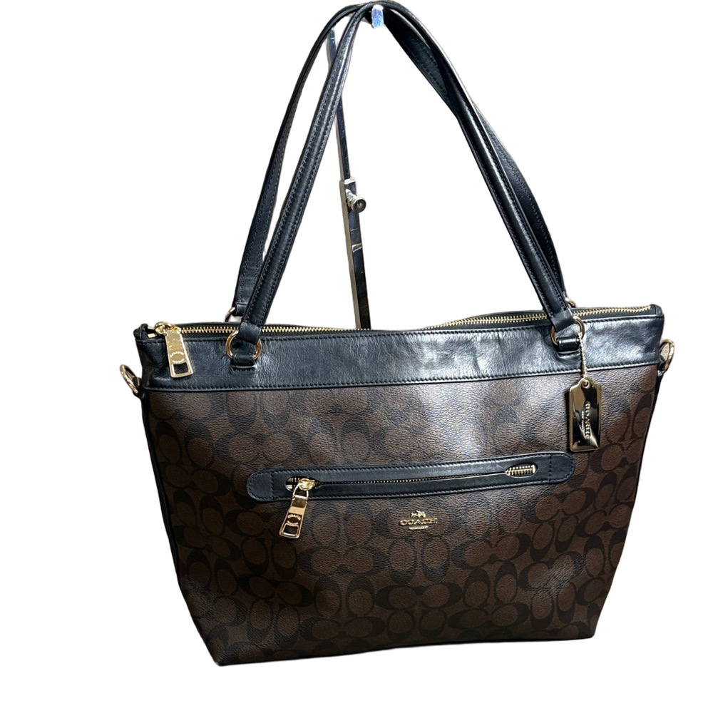 Coach Tyler Tote Bag Brown and Black Signature J1377